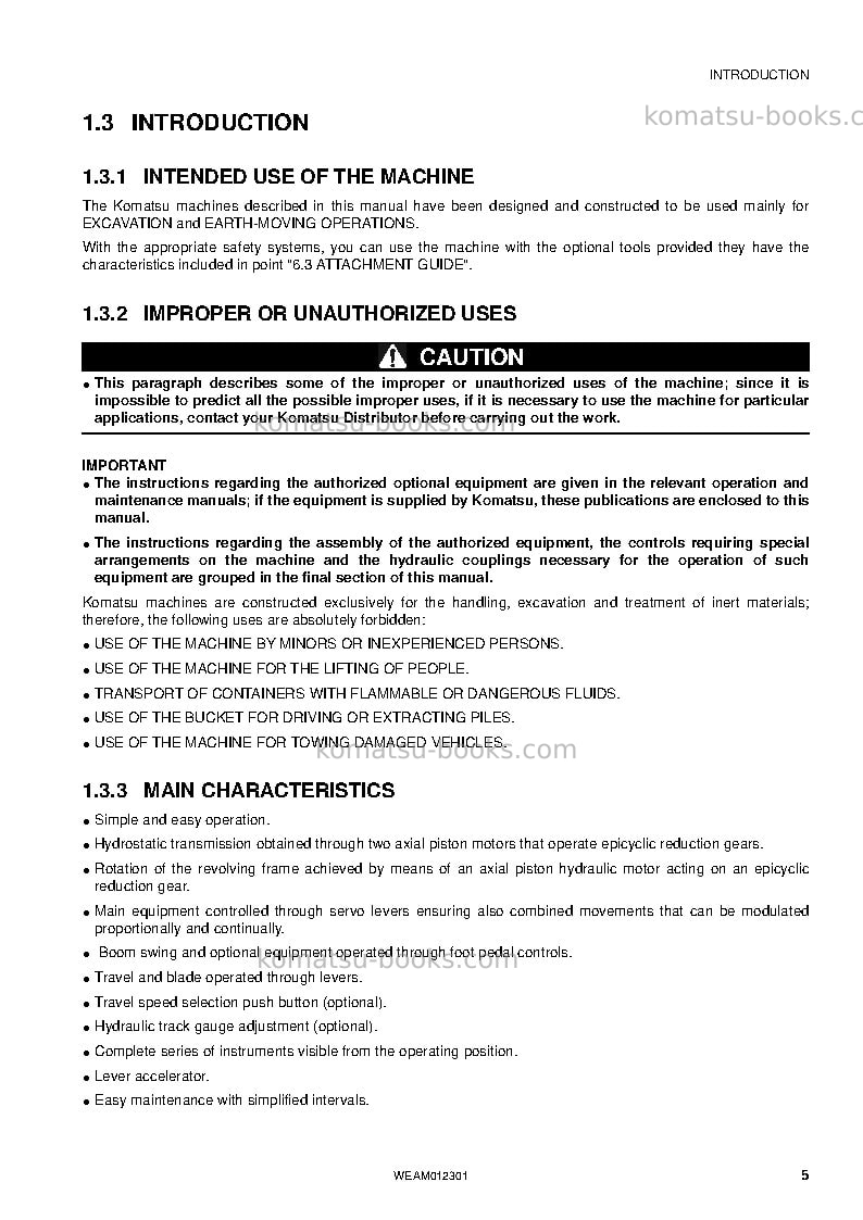 Komatsu pc14r-3ita Operation manual cover Page 7