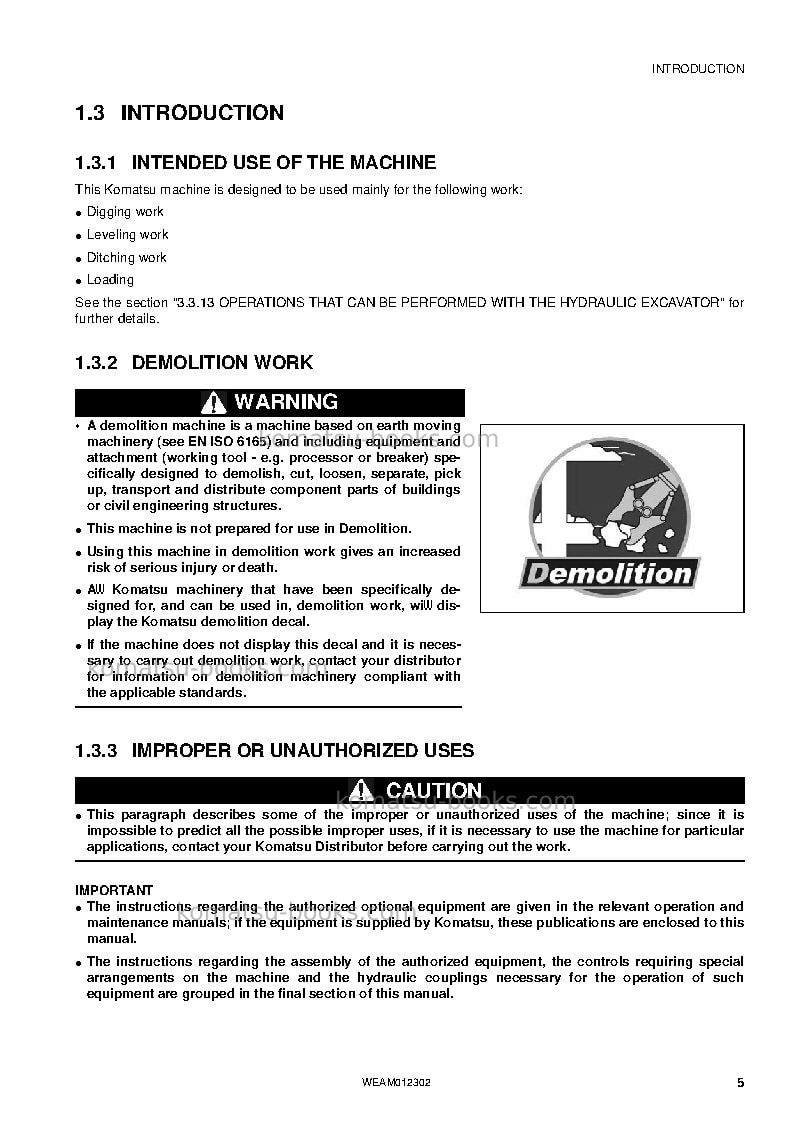 Komatsu pc14r-3ita Operation manual cover Page 7