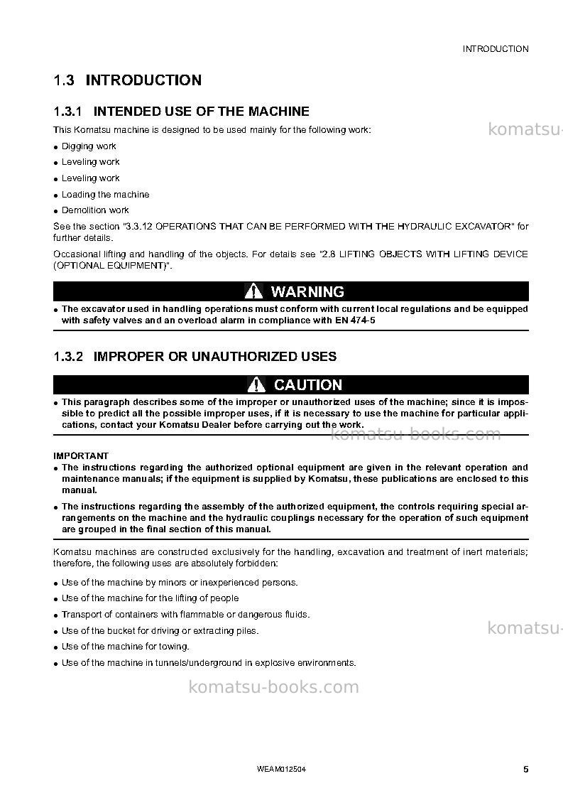 Komatsu pc26mr-3ita Operation manual cover Page 7 Komatsu pc26mr-3ita Operation manual cover Page 7