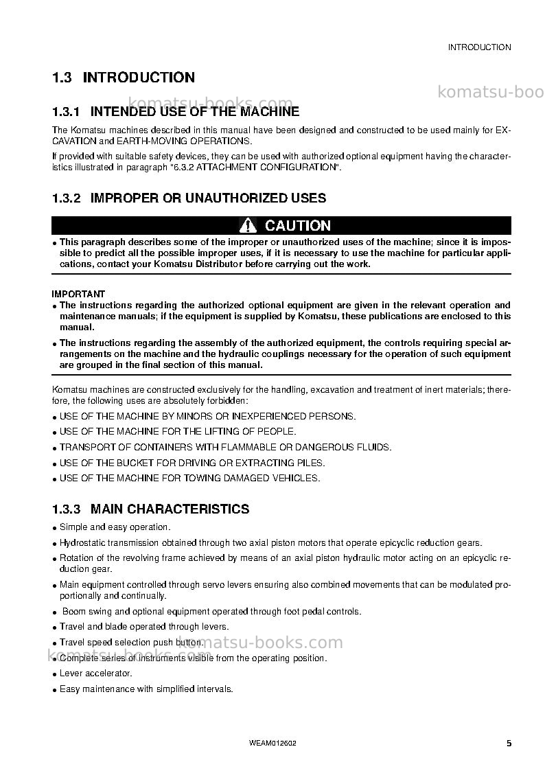 Komatsu pc45mr-3ita Operation manual cover Page 7