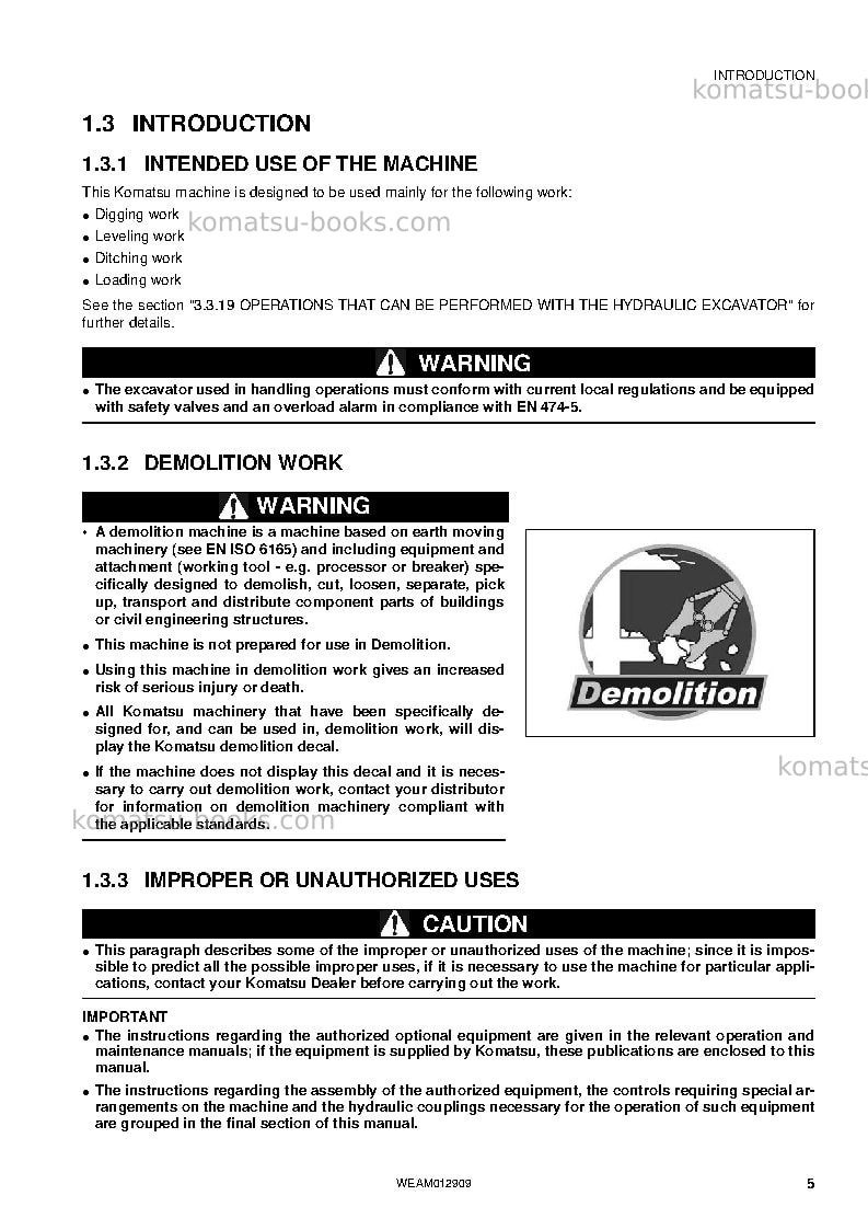 Komatsu pc80mr-3ita Operation manual cover Page 7 Komatsu pc80mr-3ita Operation manual cover Page 7