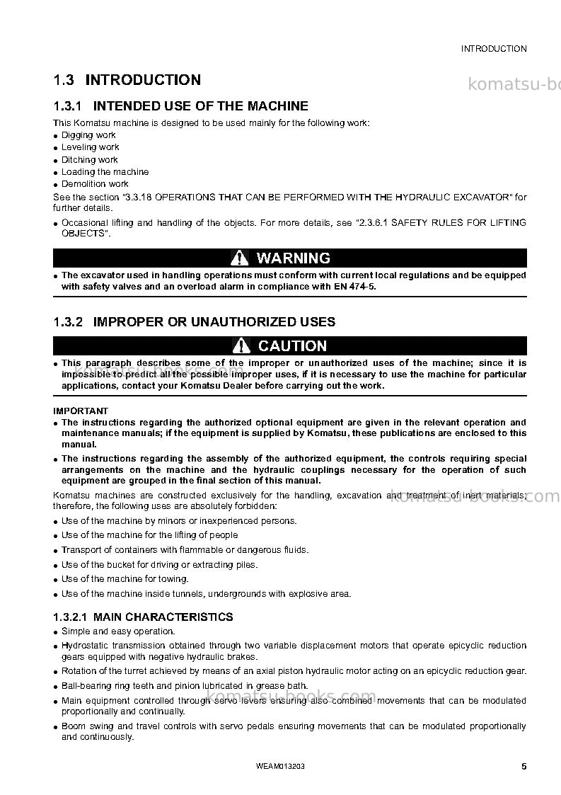 Komatsu pc78us-8jpn-for eu Operation manual cover Page 7 Komatsu pc78us-8jpn-for eu Operation manual cover Page 7