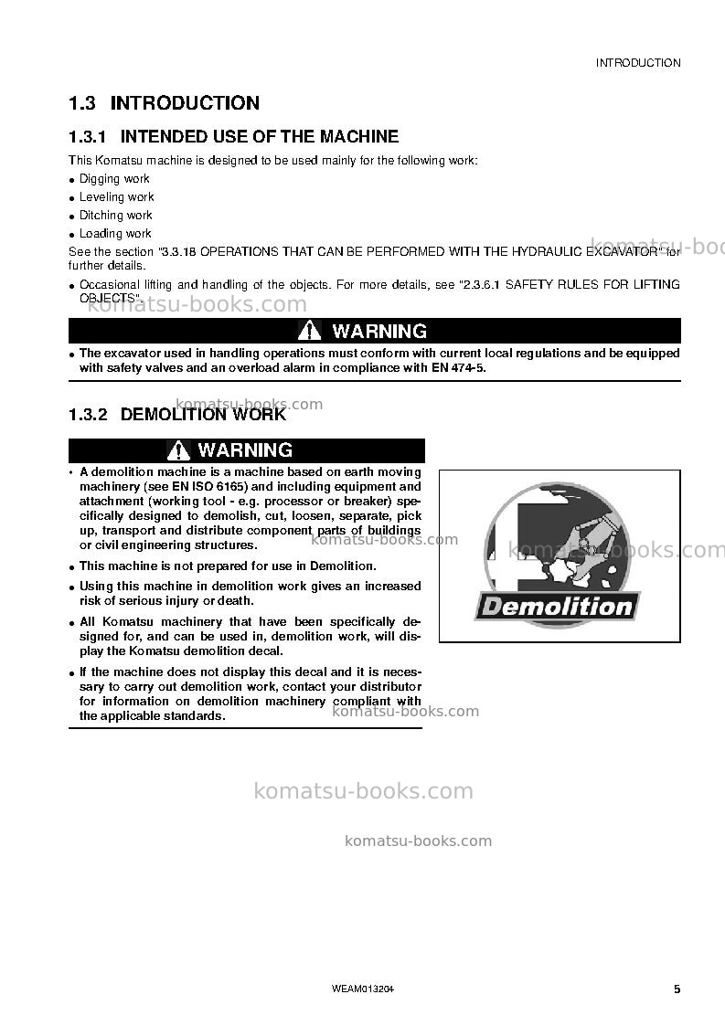 Komatsu pc78us-8jpn-for eu Operation manual cover Page 7 Komatsu pc78us-8jpn-for eu Operation manual cover Page 7
