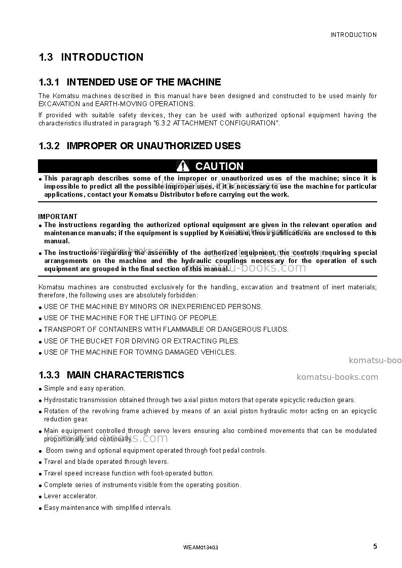 Komatsu pc20mr-2ita Operation manual cover Page 7 Komatsu pc20mr-2ita Operation manual cover Page 7