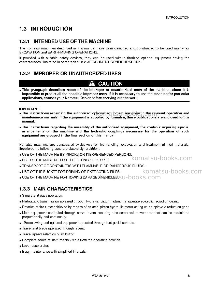 Komatsu pc55mr-3ita Operation manual cover Page 7 Komatsu pc55mr-3ita Operation manual cover Page 7