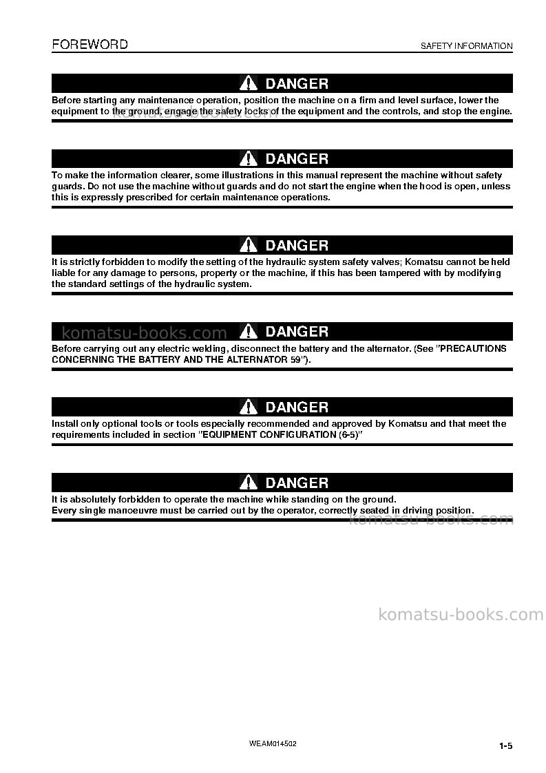 Komatsu pc22mr-3ita Operation manual cover Page 7