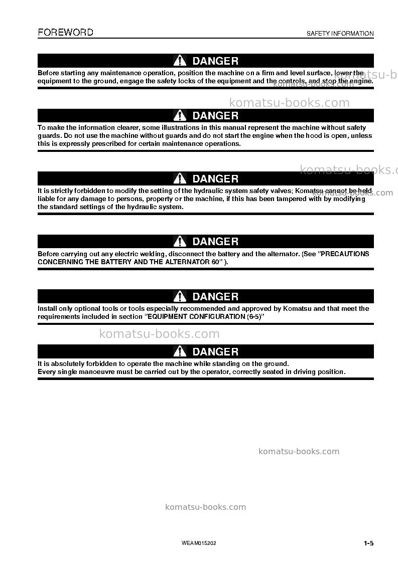 Komatsu pc30mr-3ita Operation manual cover Page 7 Komatsu pc30mr-3ita Operation manual cover Page 7