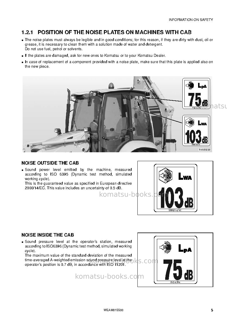 Komatsu wb97s-5ita-tier 3 Operation manual cover Page 7 Komatsu wb97s-5ita-tier 3 Operation manual cover Page 7