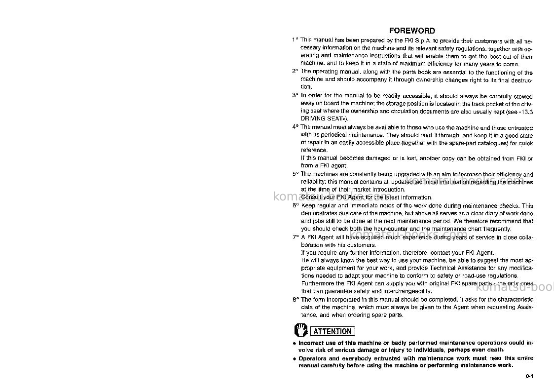 Komatsu wb97r-1ita Operation manual cover Page 7 Komatsu wb97r-1ita Operation manual cover Page 7