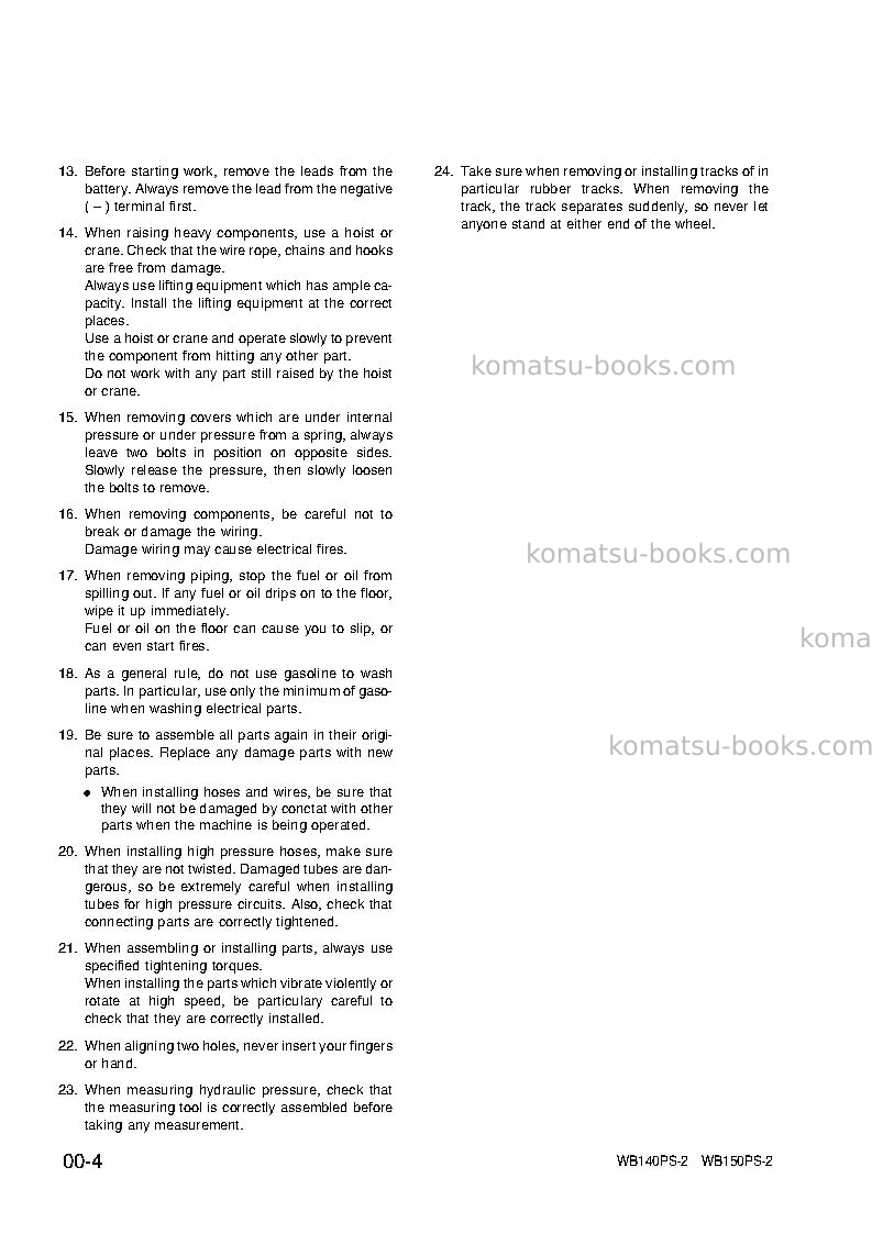 Komatsu wb150ps-2ita Repair & maintenance cover Page 7
