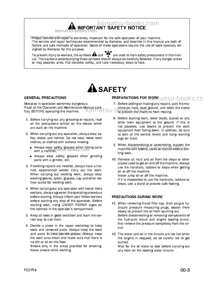 Komatsu pc27r-8jpn Repair & maintenance cover Page 7