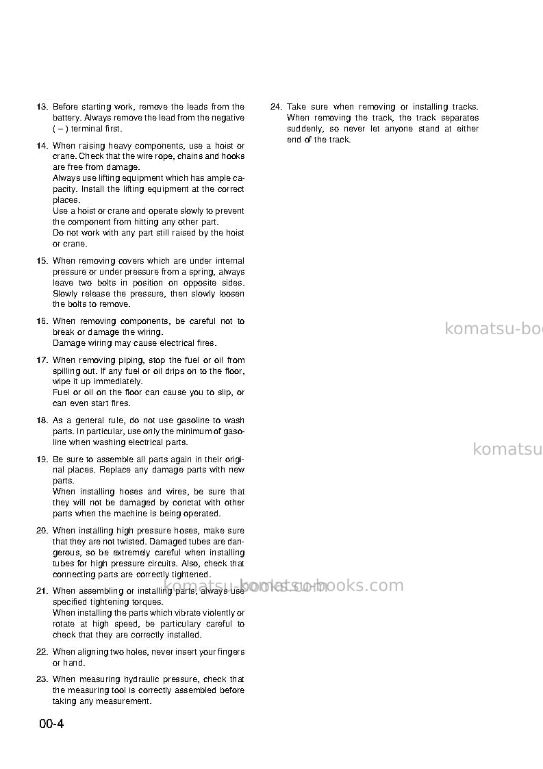 Komatsu pc95-1ita Repair & maintenance cover Page 7