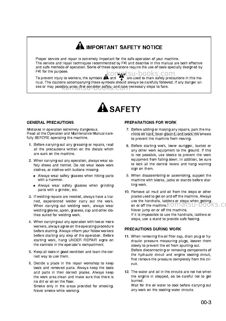 Komatsu wb93r-2ita Repair & maintenance cover Page 7 Komatsu wb93r-2ita Repair & maintenance cover Page 7