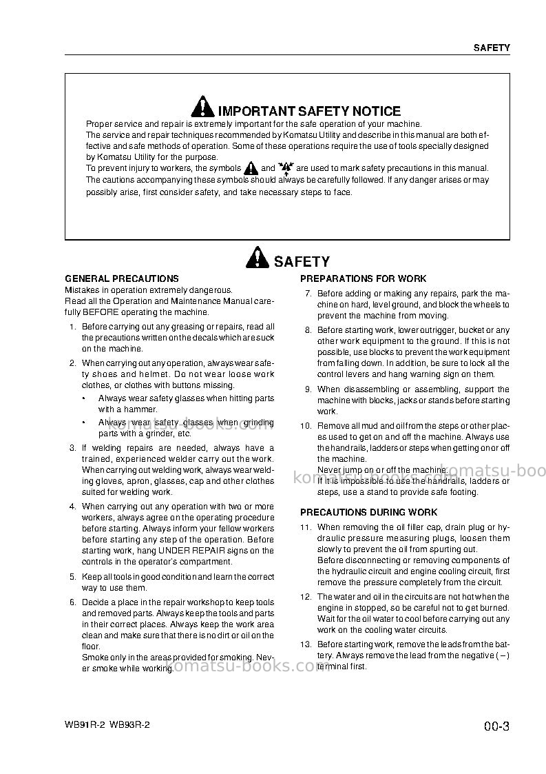 Komatsu wb93r-2ita Repair & maintenance cover Page 7