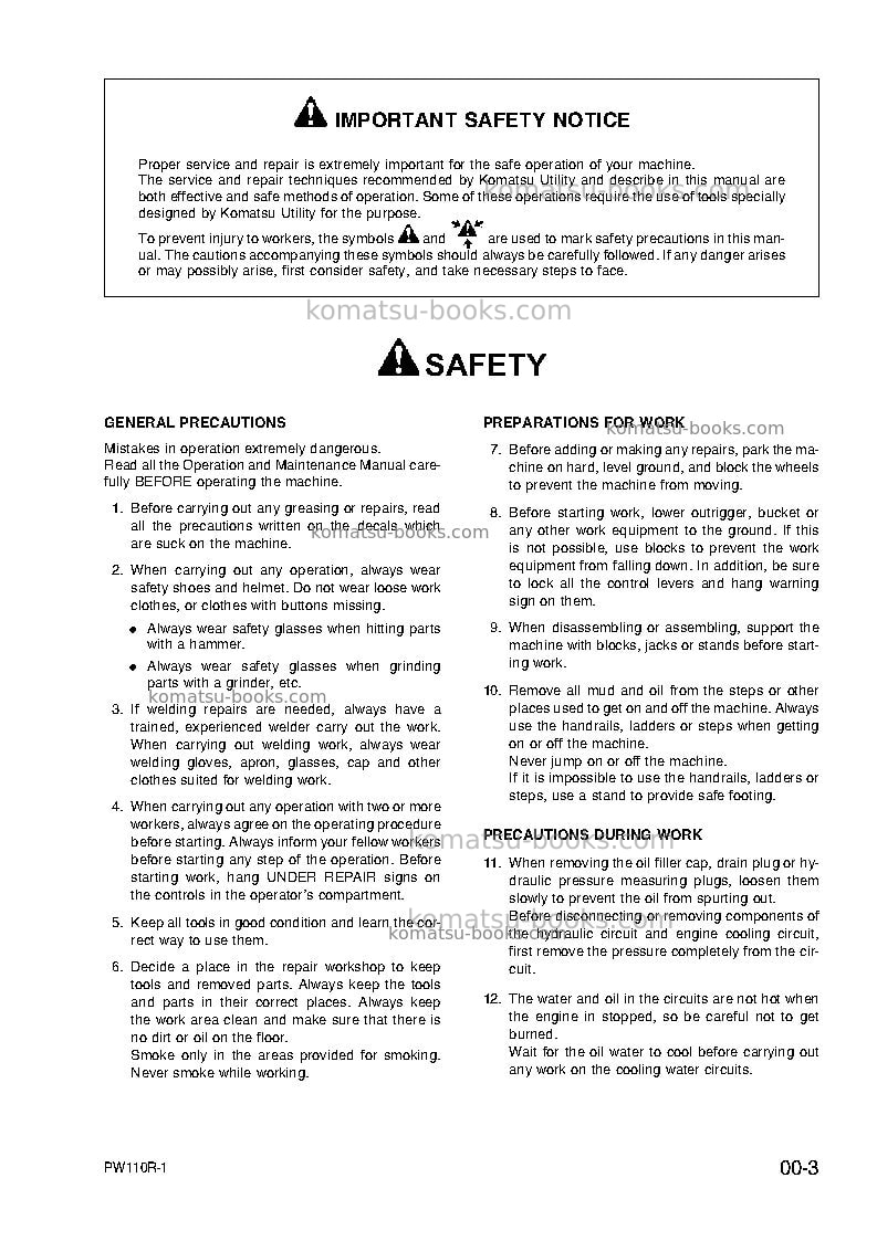 Komatsu pw110r-1ita Repair & maintenance cover Page 7