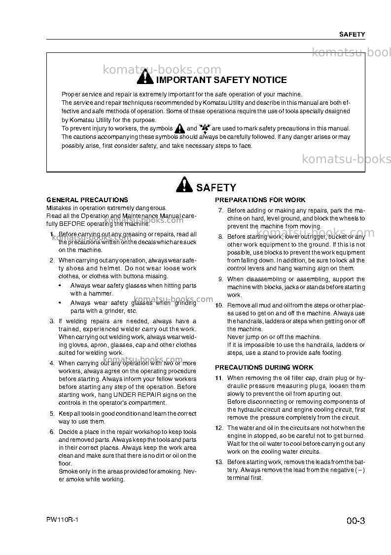 Komatsu pw110r-1ita Repair & maintenance cover Page 7
