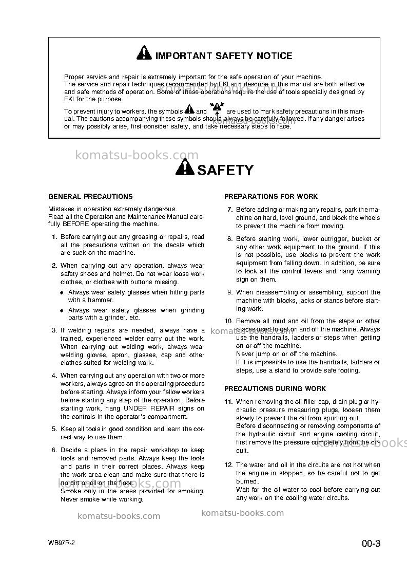 Komatsu wb97r-2ita Repair & maintenance cover Page 7