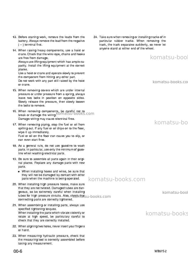 Komatsu wb97s-2ita Repair & maintenance cover Page 7 Komatsu wb97s-2ita Repair & maintenance cover Page 7