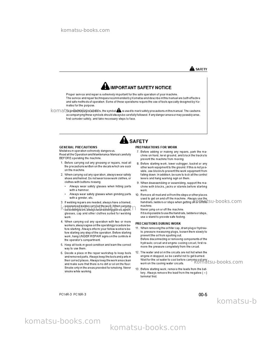 Komatsu pc16r-3ita Repair & maintenance cover Page 7 Komatsu pc16r-3ita Repair & maintenance cover Page 7