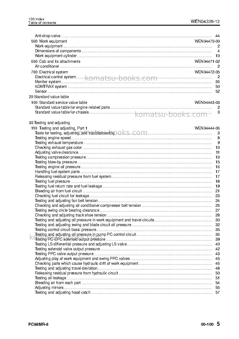 Komatsu pc88mr-8ita Repair & maintenance cover Page 7