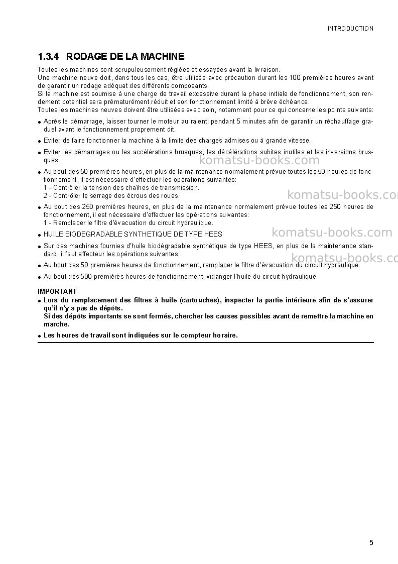 Komatsu sk1020-5ita-turbo Manuel d'utilisation couverture Page 7