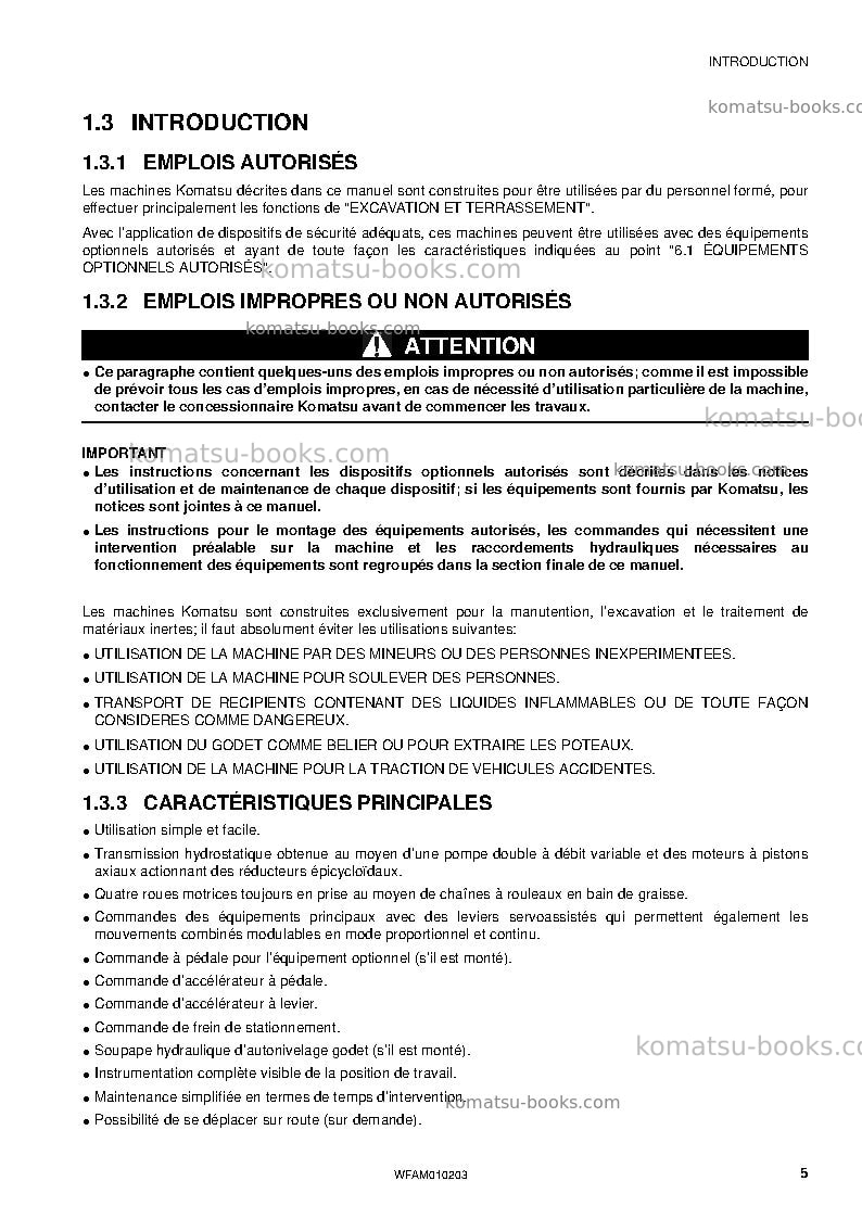 Komatsu sk510-5ita Manuel d'utilisation couverture Page 7 Komatsu sk510-5ita Manuel d'utilisation couverture Page 7