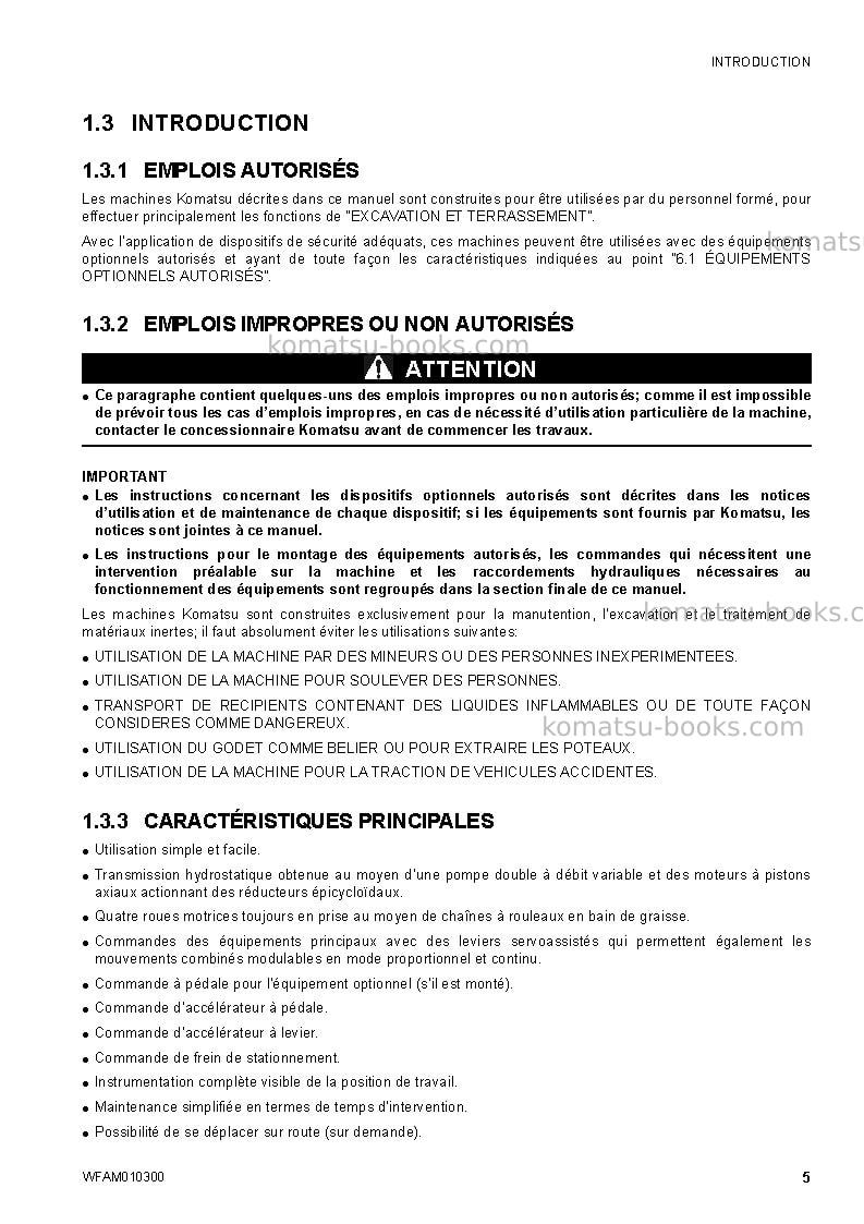 Komatsu sk714-5ita-/ Manuel d'utilisation couverture Page 7
