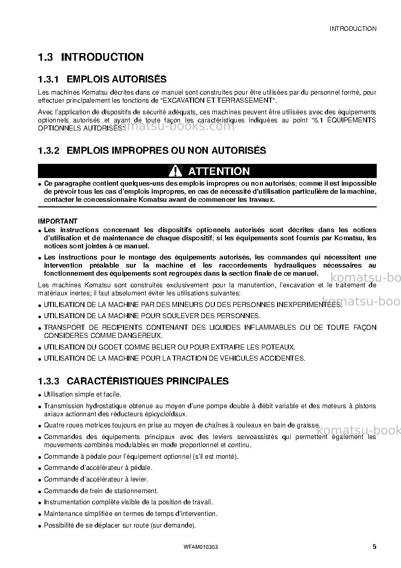 Komatsu sk714-5ita-/ Manuel d'utilisation couverture Page 7 Komatsu sk714-5ita-/ Manuel d'utilisation couverture Page 7