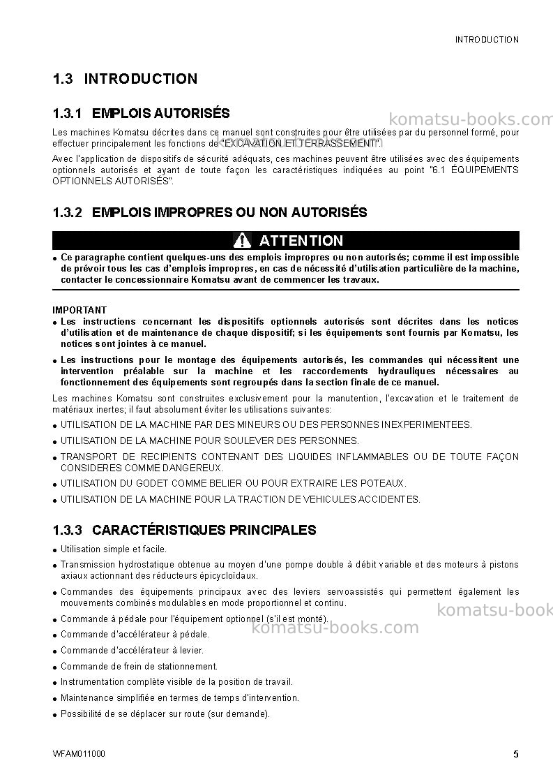 Komatsu ck20-1ita Manuel d'utilisation couverture Page 7 Komatsu ck20-1ita Manuel d'utilisation couverture Page 7