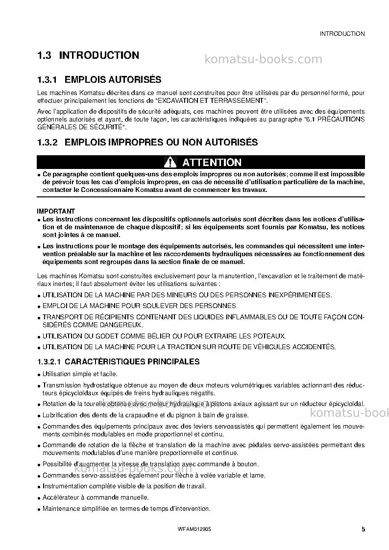 Komatsu pc80mr-3ita Manuel d'utilisation couverture Page 7