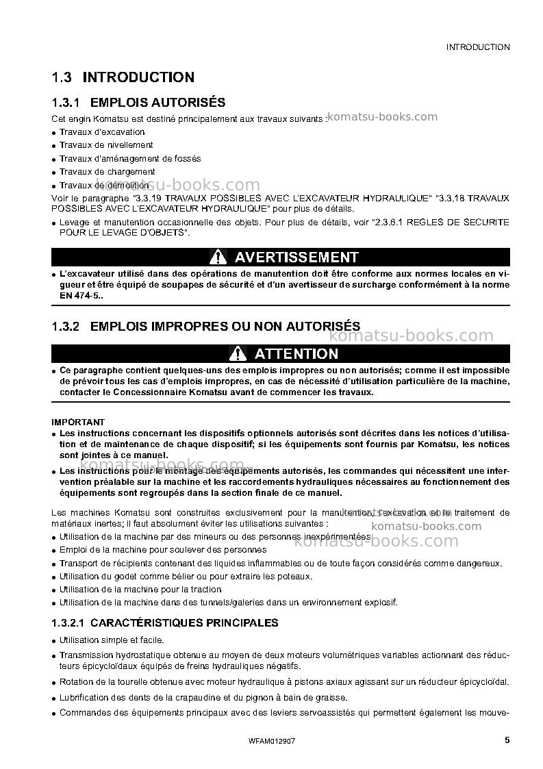 Komatsu pc80mr-3ita Manuel d'utilisation couverture Page 7