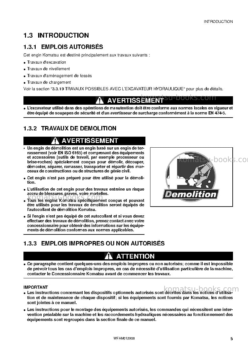 Komatsu pc80mr-3ita Manuel d'utilisation couverture Page 7