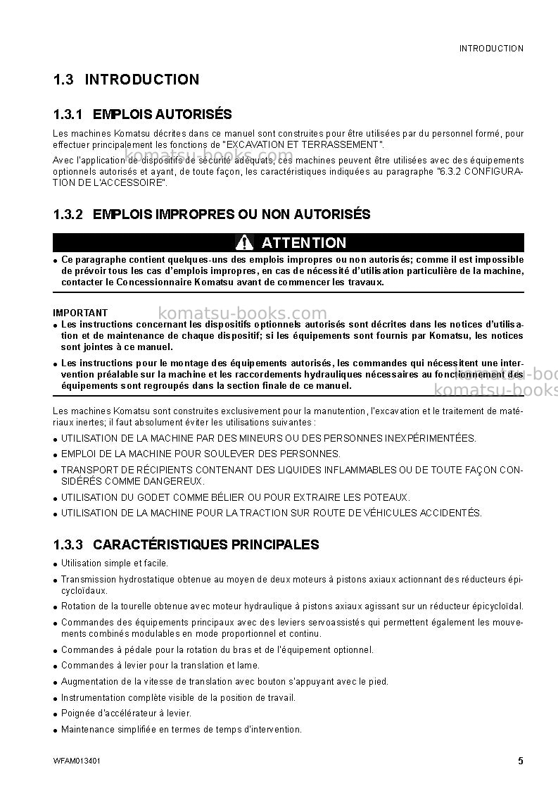 Komatsu pc20mr-2ita Manuel d'utilisation couverture Page 7 Komatsu pc20mr-2ita Manuel d'utilisation couverture Page 7