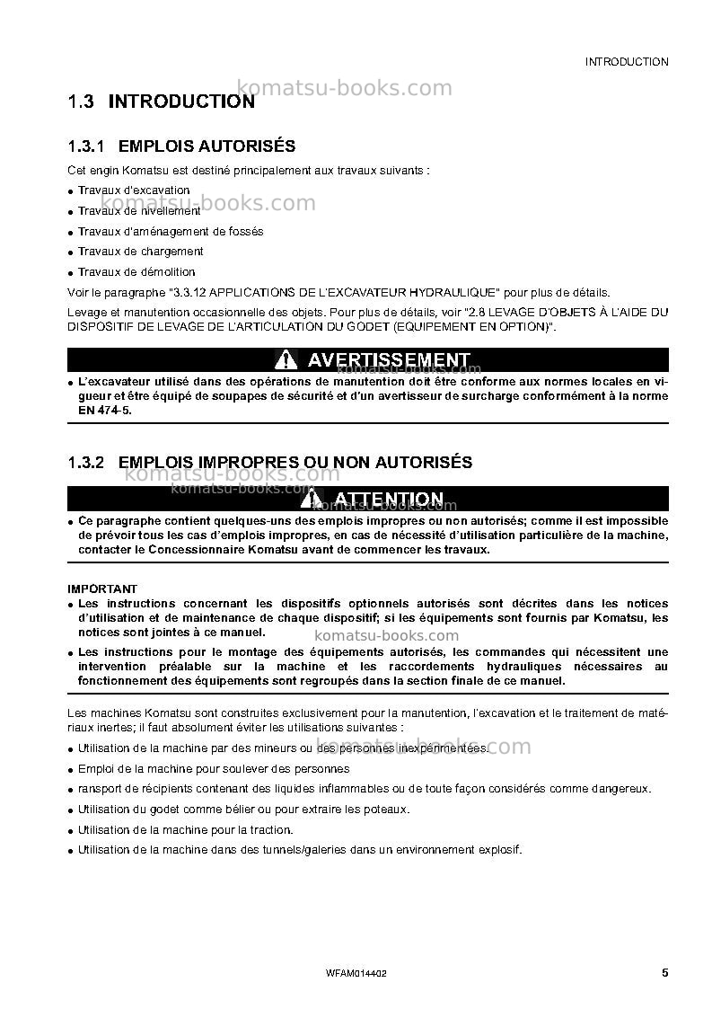 Komatsu pc55mr-3ita Manuel d'utilisation couverture Page 7