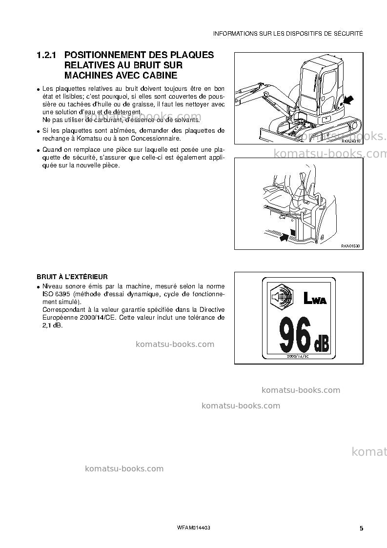 Komatsu pc55mr-3ita Manuel d'utilisation couverture Page 7
