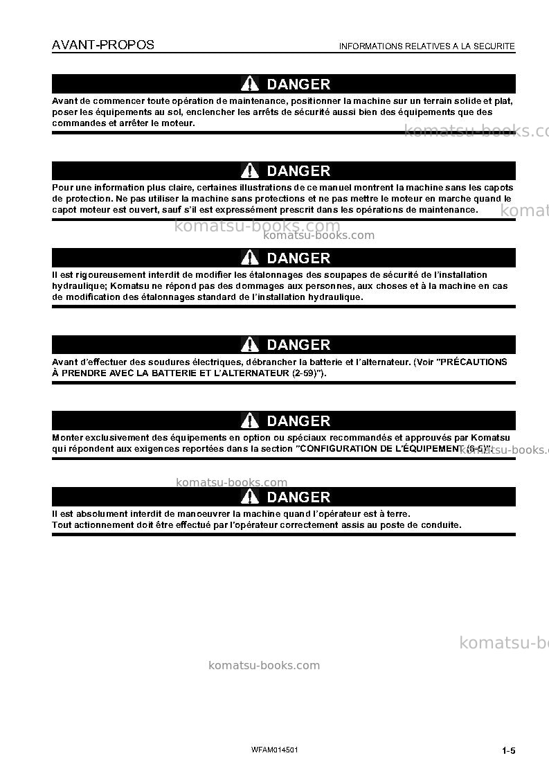 Komatsu pc22mr-3ita Manuel d'utilisation couverture Page 7