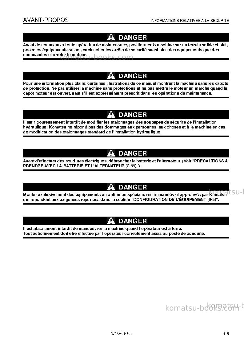 Komatsu pc22mr-3ita Manuel d'utilisation couverture Page 7 Komatsu pc22mr-3ita Manuel d'utilisation couverture Page 7