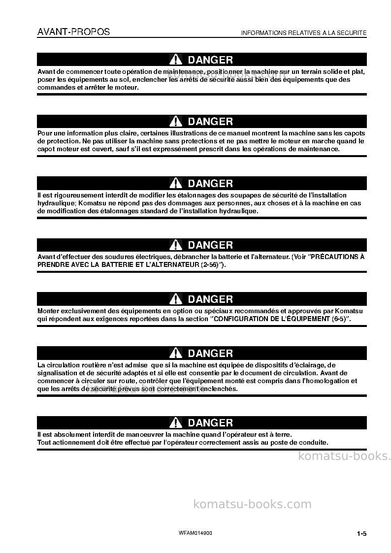 Komatsu pw118mr-8ita Manuel d'utilisation couverture Page 7 Komatsu pw118mr-8ita Manuel d'utilisation couverture Page 7