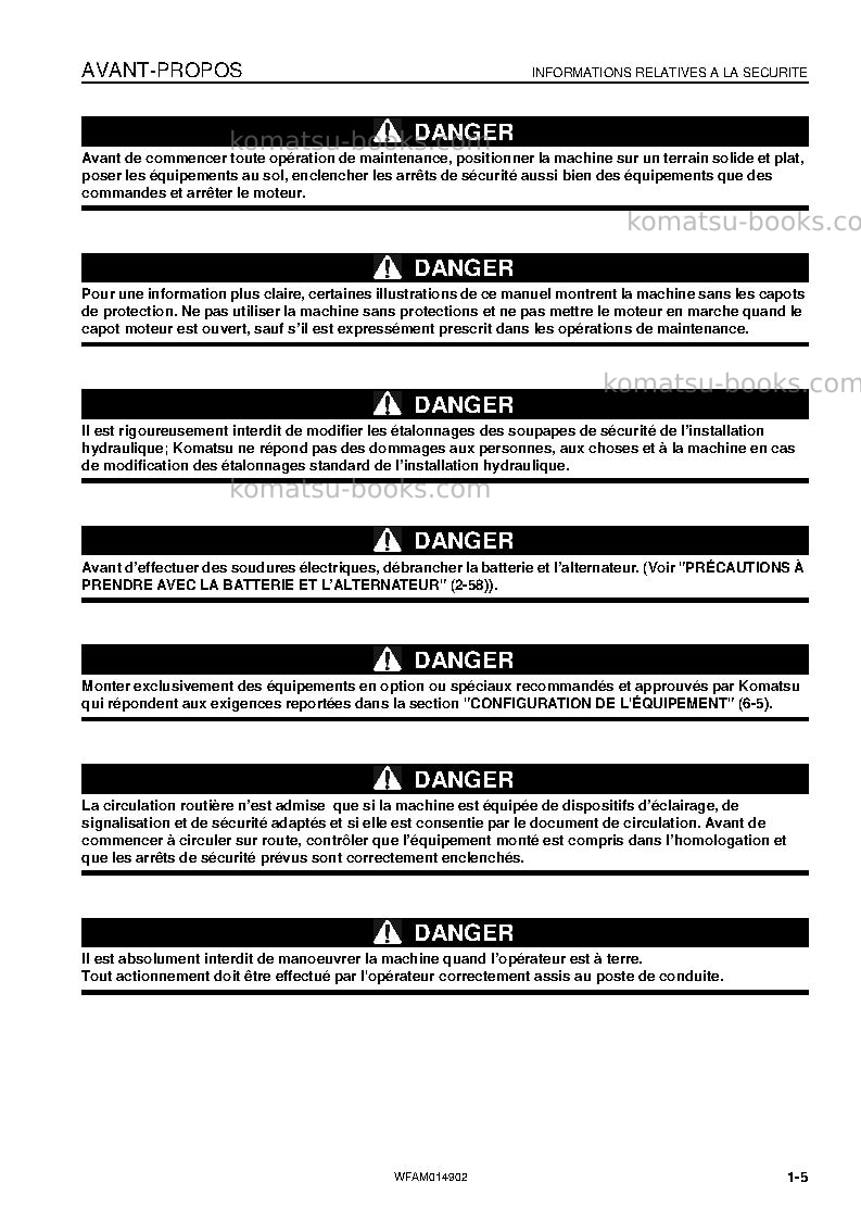Komatsu pw118mr-8ita Manuel d'utilisation couverture Page 7 Komatsu pw118mr-8ita Manuel d'utilisation couverture Page 7