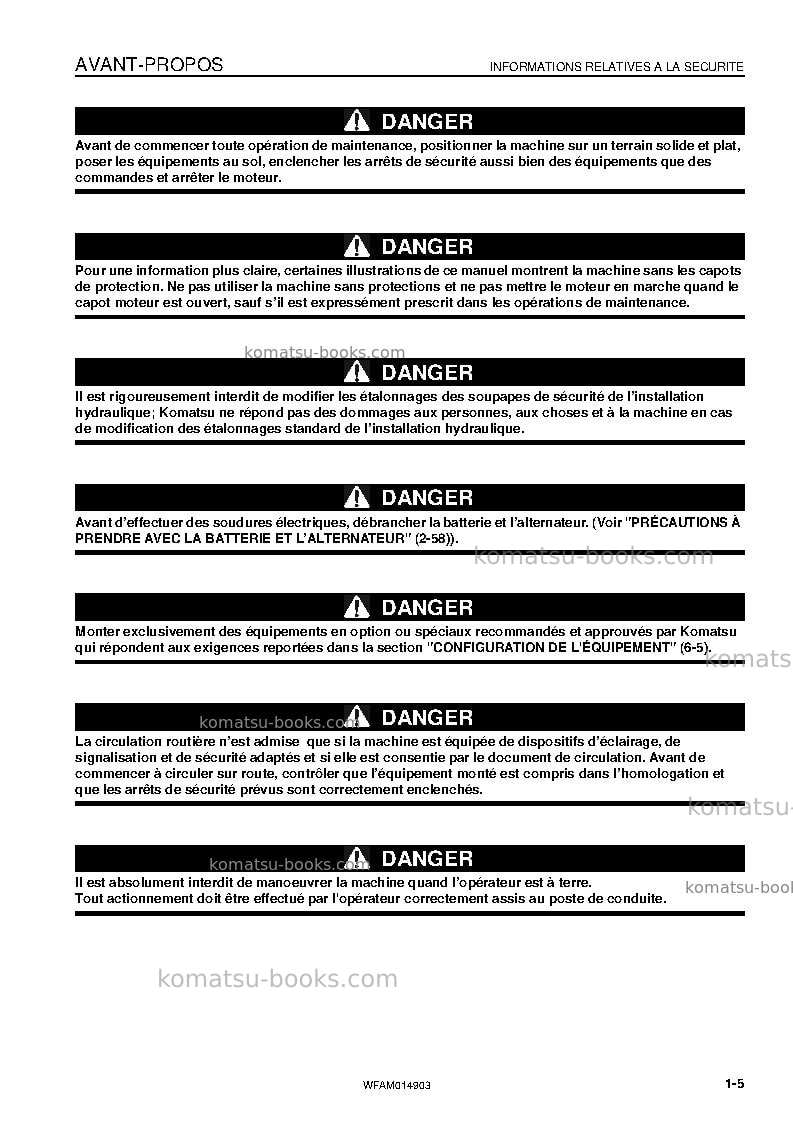 Komatsu pw118mr-8ita Manuel d'utilisation couverture Page 7 Komatsu pw118mr-8ita Manuel d'utilisation couverture Page 7