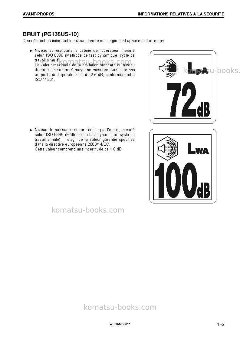 Komatsu pc138us-10ita Manuel d'utilisation couverture Page 7