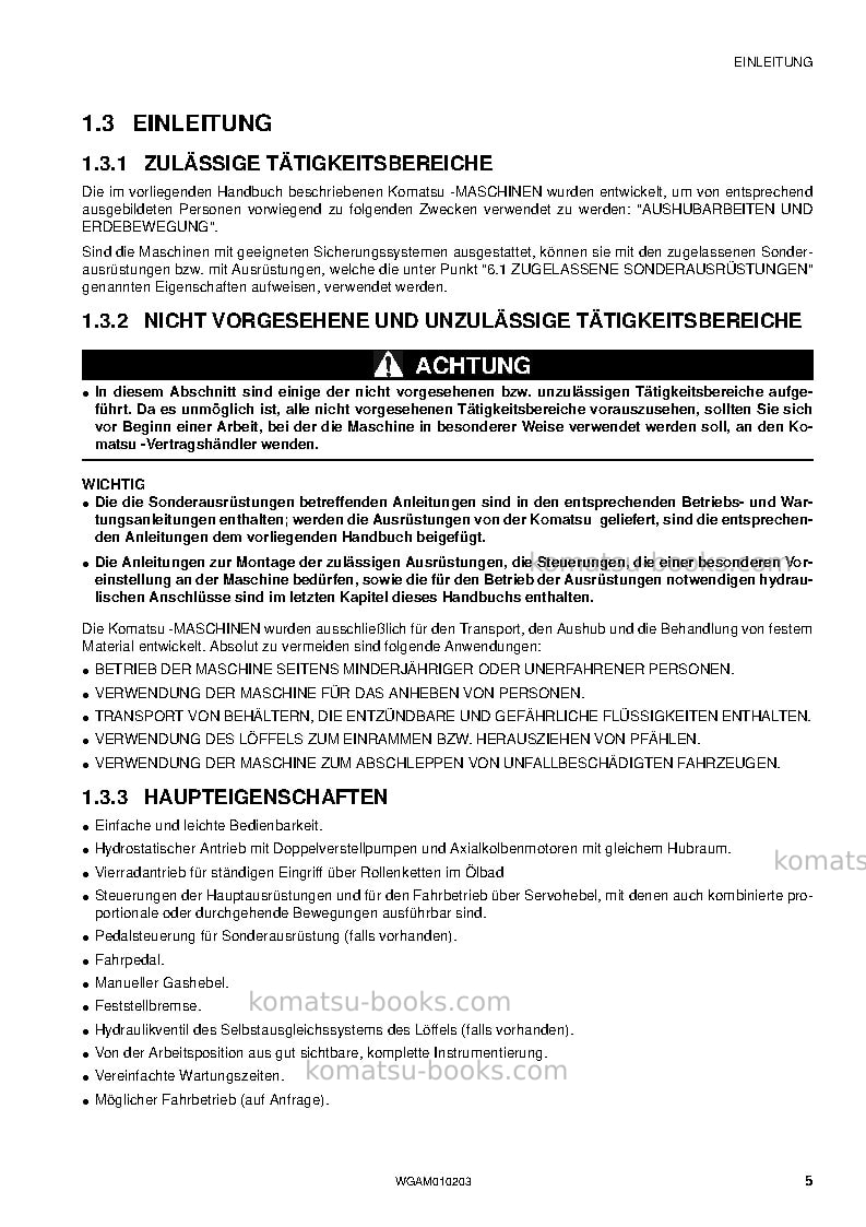 Komatsu sk510-5ita Betriebsanleitung Titelseite Seite 7 Komatsu sk510-5ita Betriebsanleitung Titelseite Seite 7
