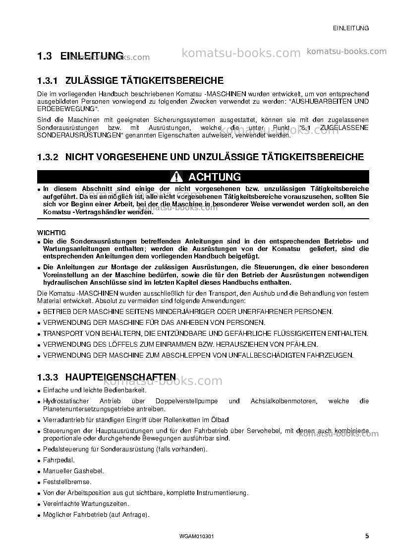Komatsu sk714-5ita-/ Betriebsanleitung Titelseite Seite 7 Komatsu sk714-5ita-/ Betriebsanleitung Titelseite Seite 7