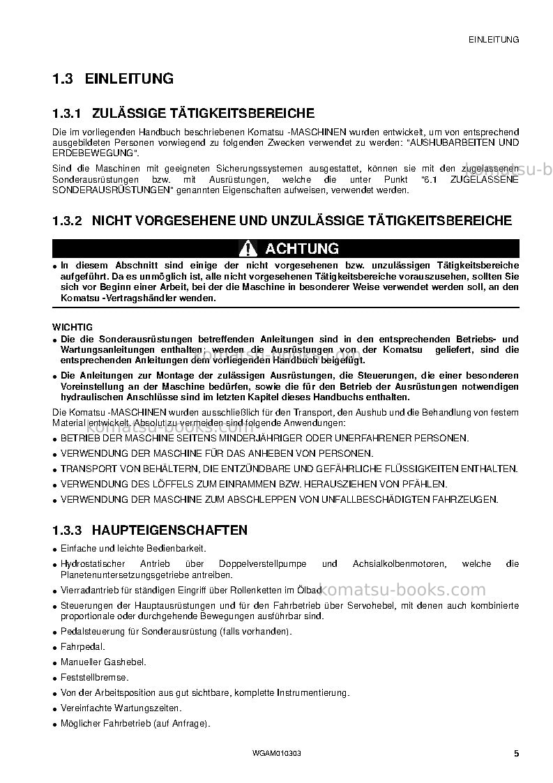 Komatsu sk714-5ita-/ Betriebsanleitung Titelseite Seite 7 Komatsu sk714-5ita-/ Betriebsanleitung Titelseite Seite 7