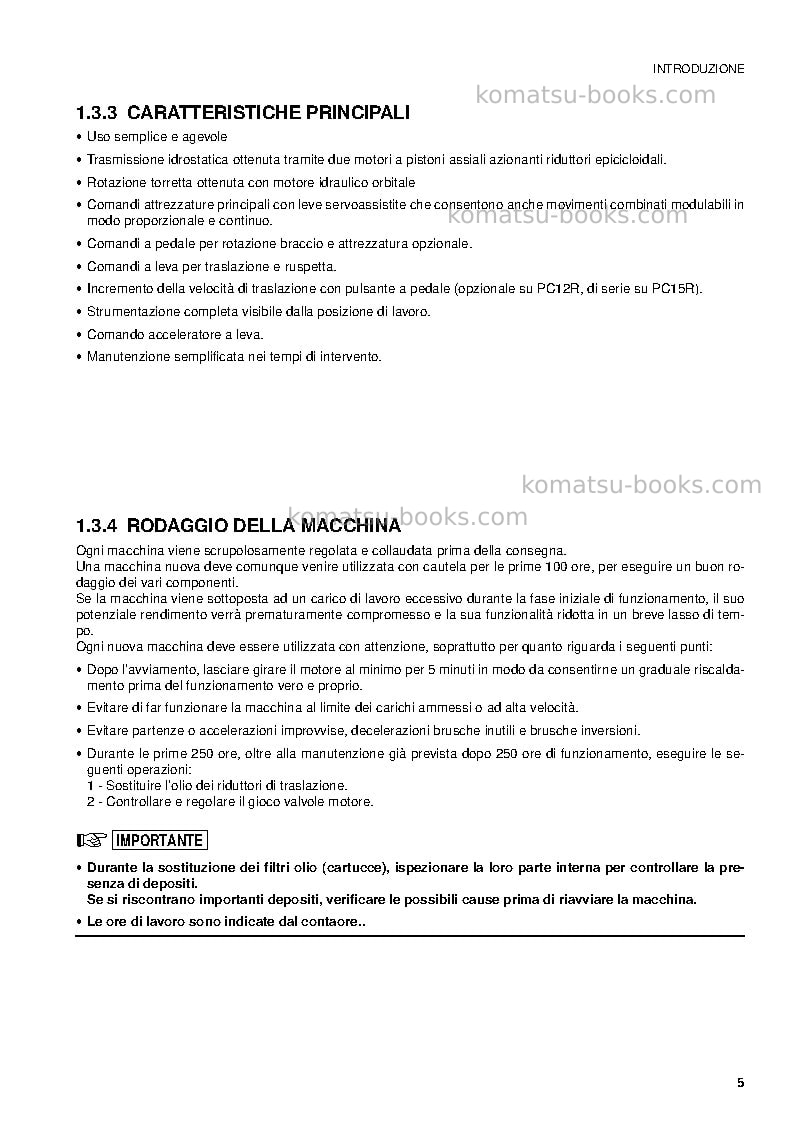 Komatsu pc12r-8ita Manuale operativo copertina Pagina 7 Komatsu pc12r-8ita Manuale operativo copertina Pagina 7