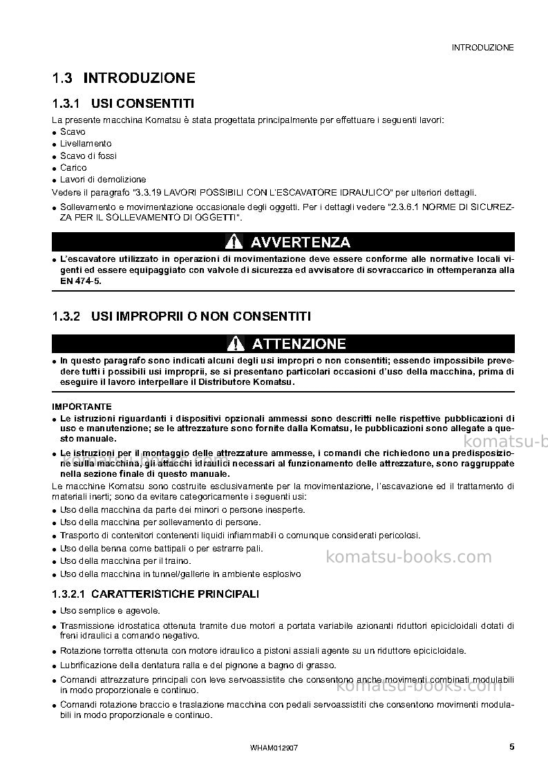 Komatsu pc80mr-3ita Manuale operativo copertina Pagina 7 Komatsu pc80mr-3ita Manuale operativo copertina Pagina 7