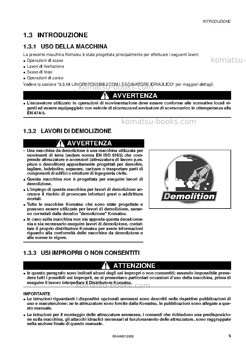 Komatsu pc80mr-3ita Manuale operativo copertina Pagina 7 Komatsu pc80mr-3ita Manuale operativo copertina Pagina 7