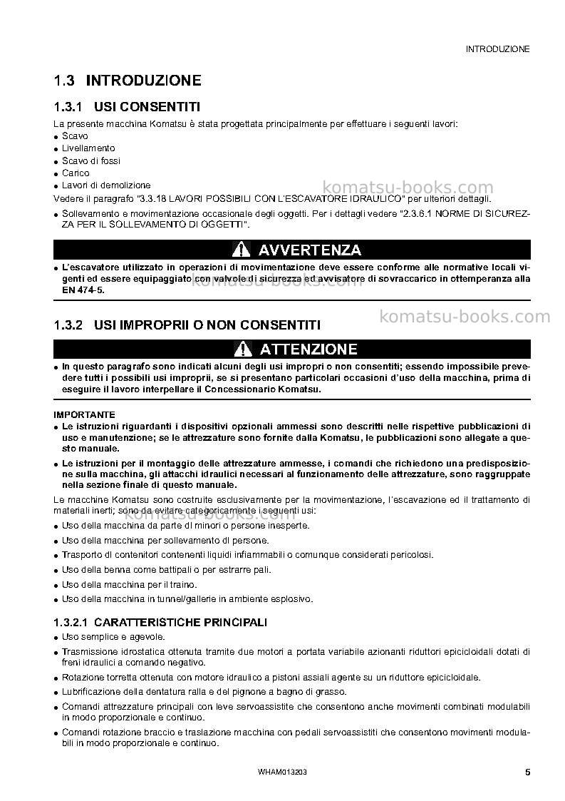 Komatsu pc78us-8jpn-for eu Manuale operativo copertina Pagina 7 Komatsu pc78us-8jpn-for eu Manuale operativo copertina Pagina 7