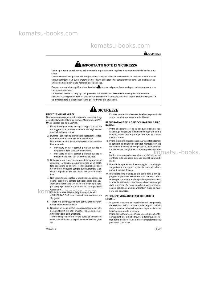 Komatsu wb93r-5ita Riparazione e manutenzione copertina Pagina 7 Komatsu wb93r-5ita Riparazione e manutenzione copertina Pagina 7