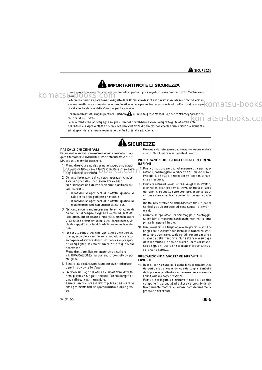 Komatsu wb91r-5ita Riparazione e manutenzione copertina Pagina 7 Komatsu wb91r-5ita Riparazione e manutenzione copertina Pagina 7